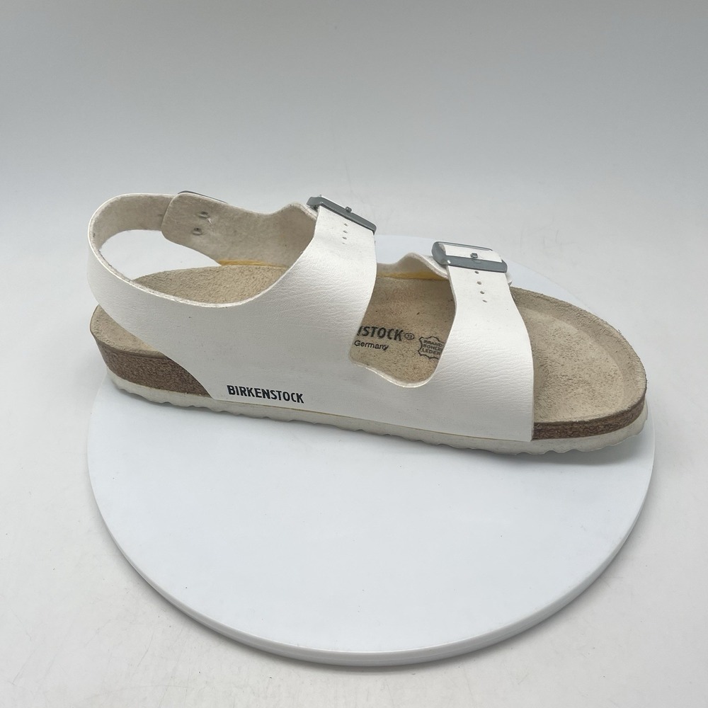 Birkenstock Milano Sandals Womens 12 Mens 10 EU 43 White Leather Comfort Shoes - Picture 8 of 11